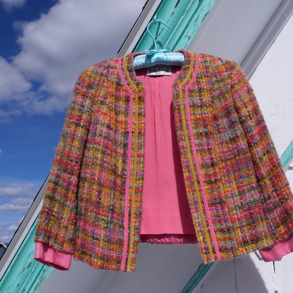 Gorgeous vintage 50s/60s Justin McCarty bespoke pastel tweed cropped jacket - Picture 8 of 8